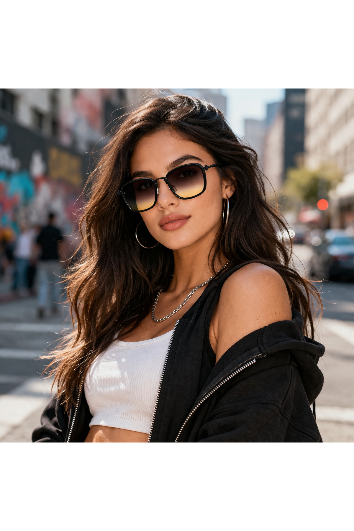 Sokak Stil Modern Model Lüks Seri Street Vision Serisi UV400 Korumalı Kadın Güneş Gözlüğü