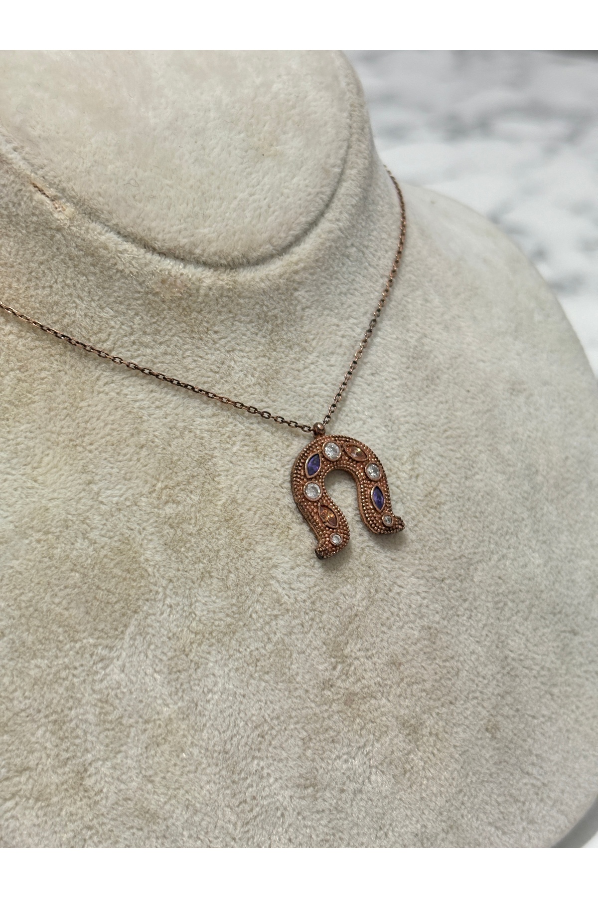 925 Ayar Gümüş Bakır Nal Modeli Gümüş Kolye