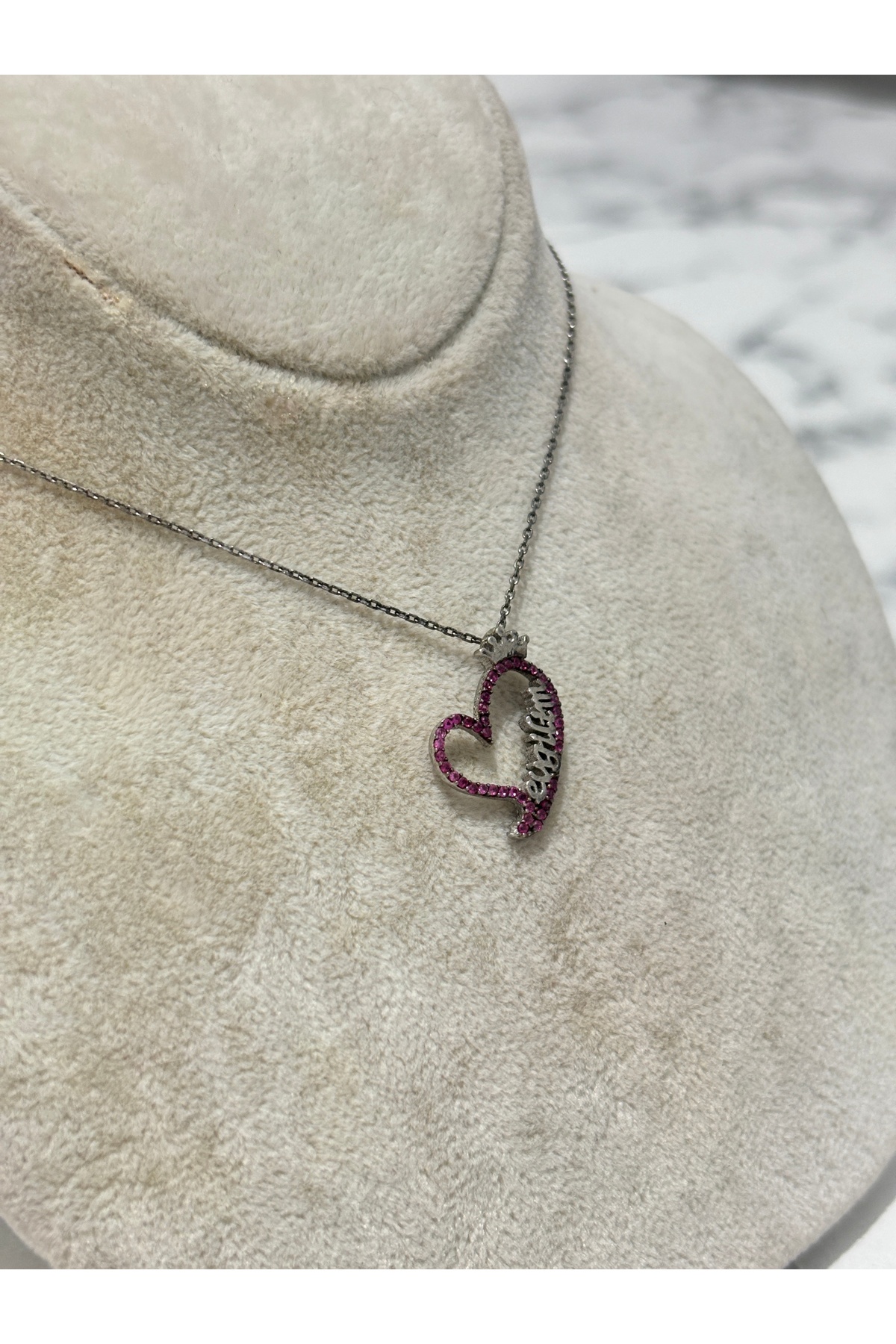 925 Ayar Gümüş Kalpli Sevgilim Yazılı Modeli Gümüş Kolye