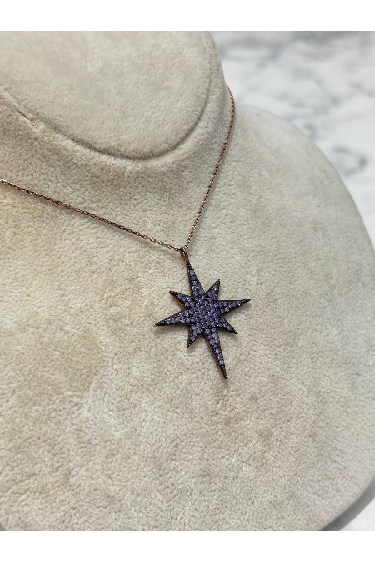 925 Ayar Gümüş Büyük Yıldız Modeli Gümüş Kolye