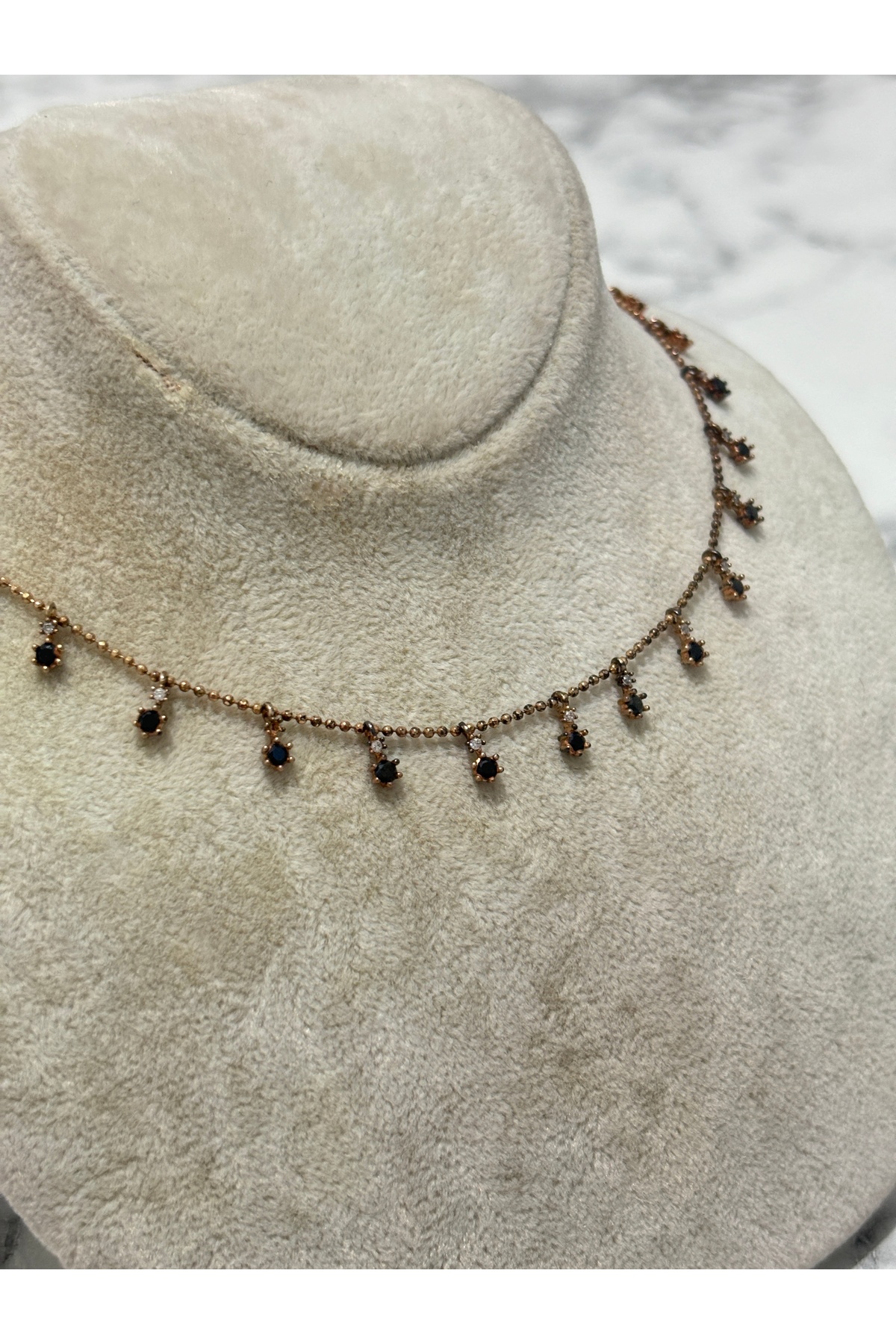 925 Ayar Gümüş Rose Gold Taşlı Modeli Gümüş Kolye