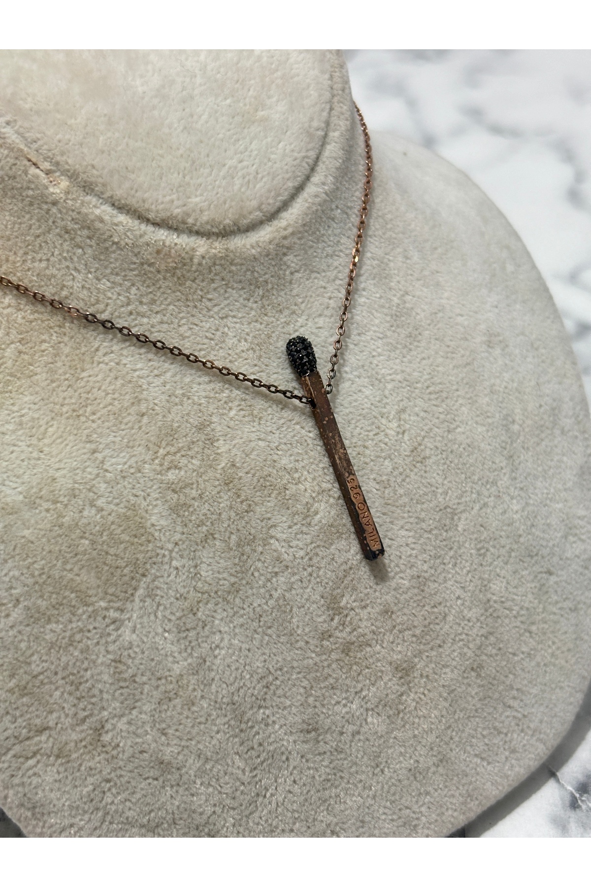 925 Ayar Gümüş Rose Gold Mikrofon Modeli Gümüş Kolye