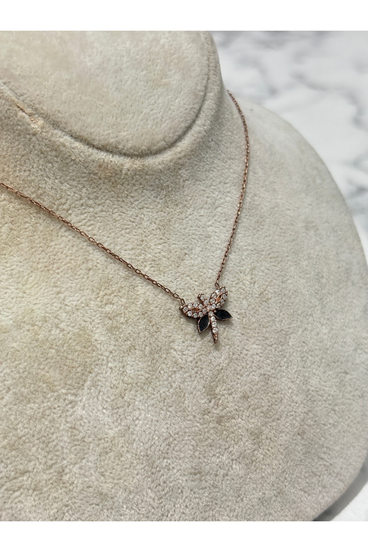 925 Ayar Gümüş Rose Gold Kelebek Modeli Gümüş Kolye