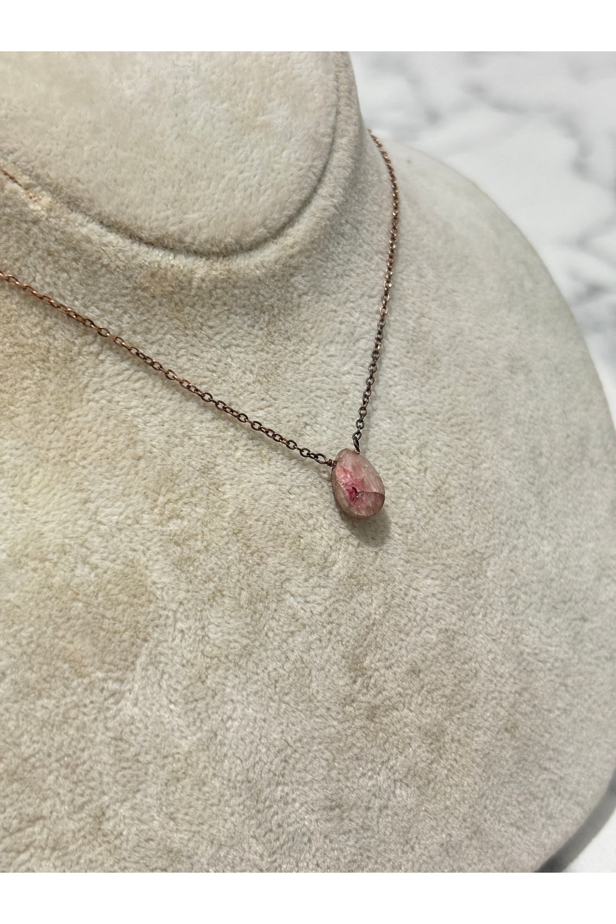 925 Ayar Gümüş Rose Gold Taşlı Modeli Gümüş Kolye