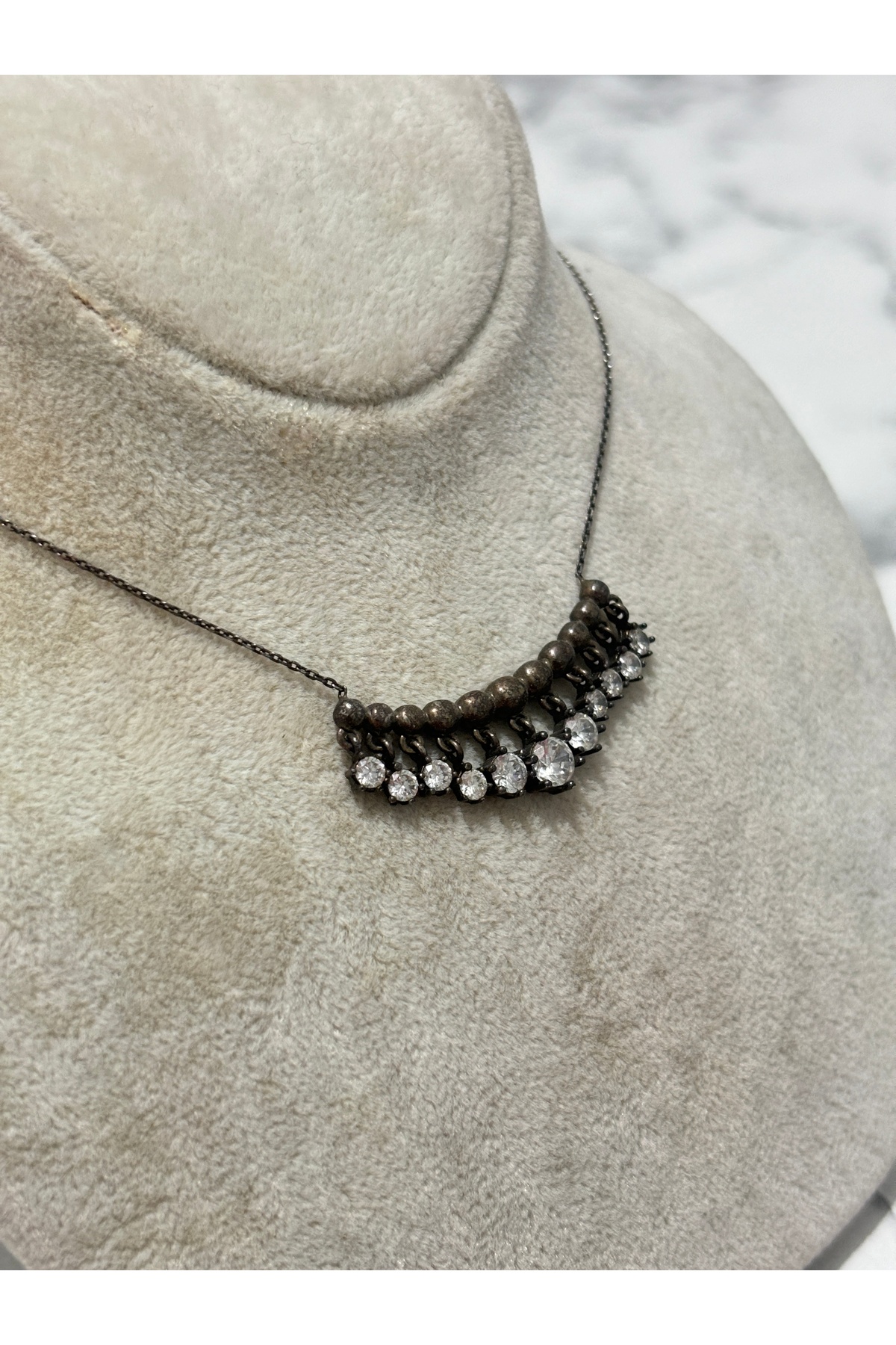 925 Ayar Gümüş Rose Gold Taşlı Modeli Gümüş Kolye