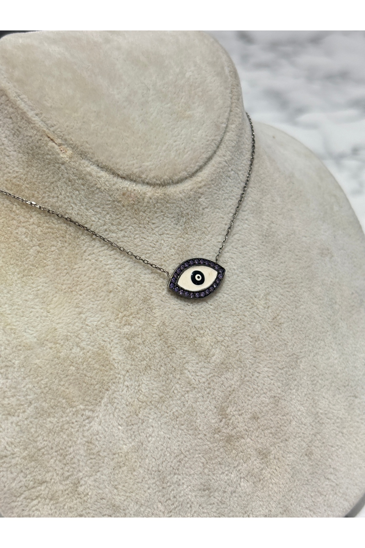 925 Ayar Gümüş Nazar Boncuğu Modeli Gümüş Kolye