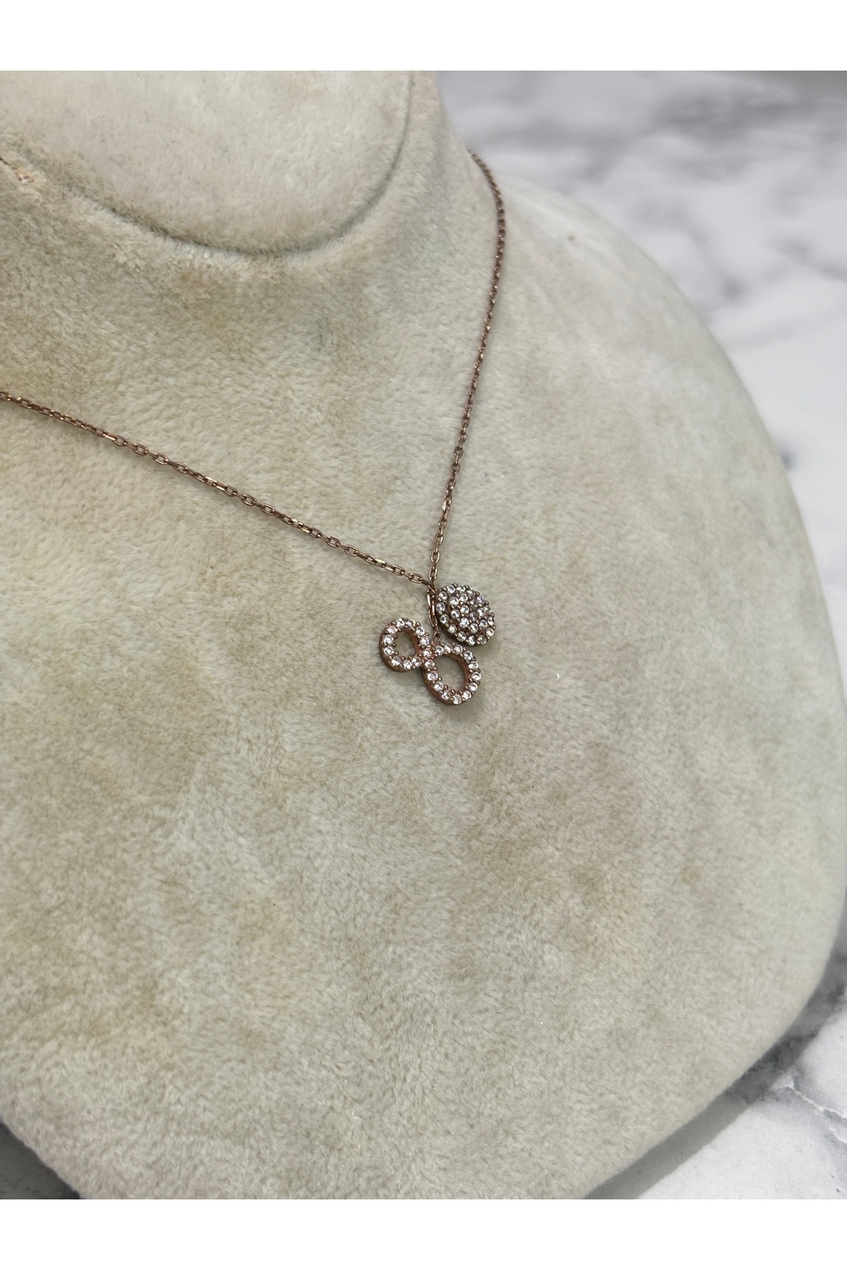 925 Ayar Gümüş Rose Gold Sonsuzluk Modeli Gümüş Kolye