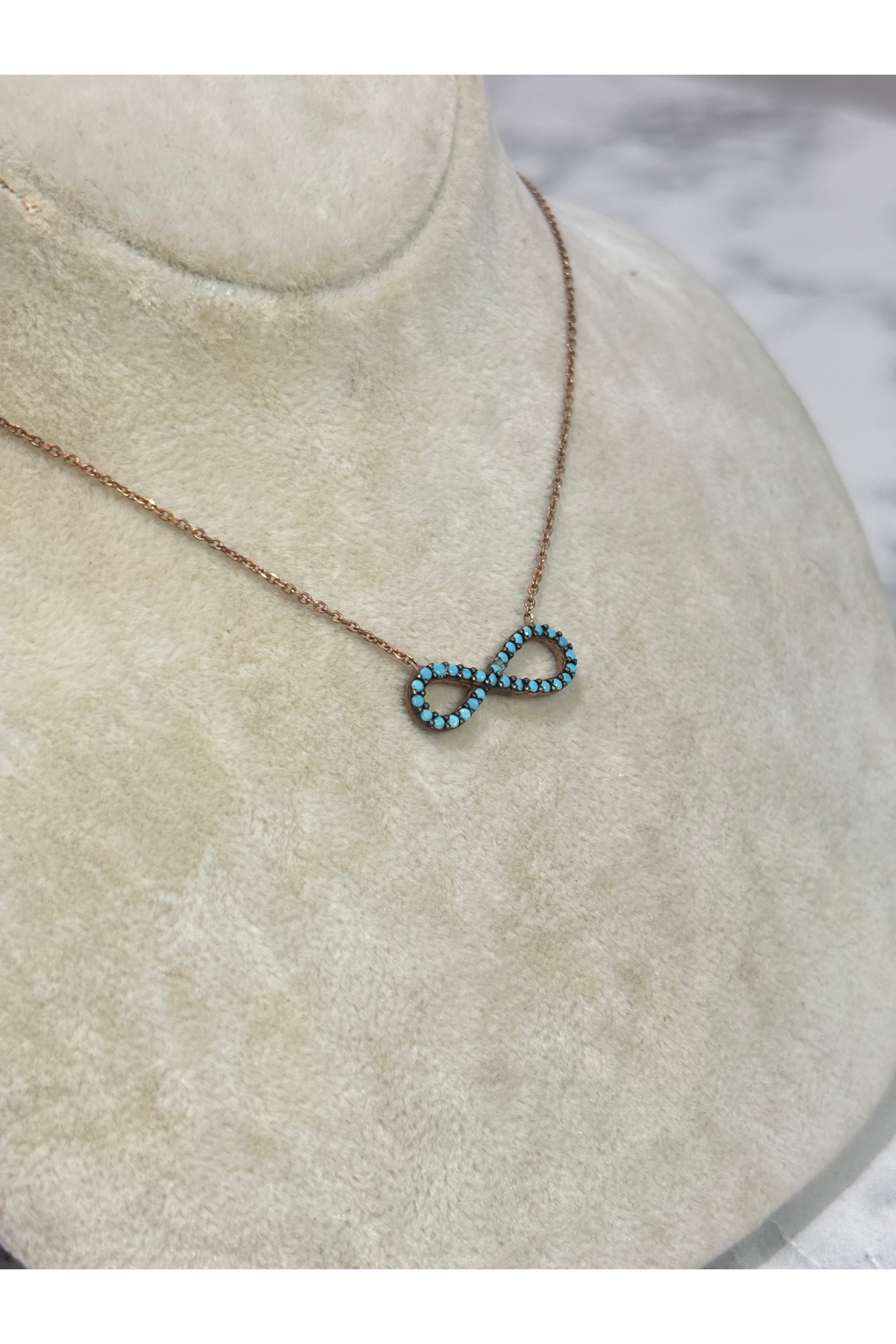 925 Ayar Gümüş Rose Gold Sonsuzluk  Modeli Gümüş Kolye