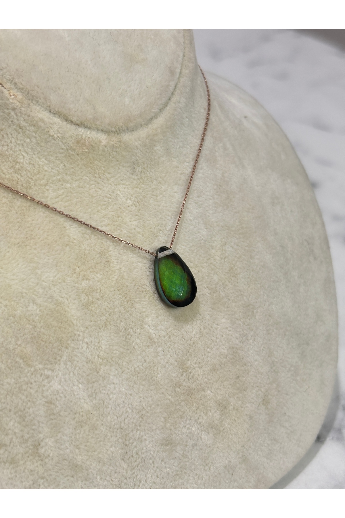 925 Ayar Gümüş Taşlı Rose Gold  Modeli Gümüş Kolye