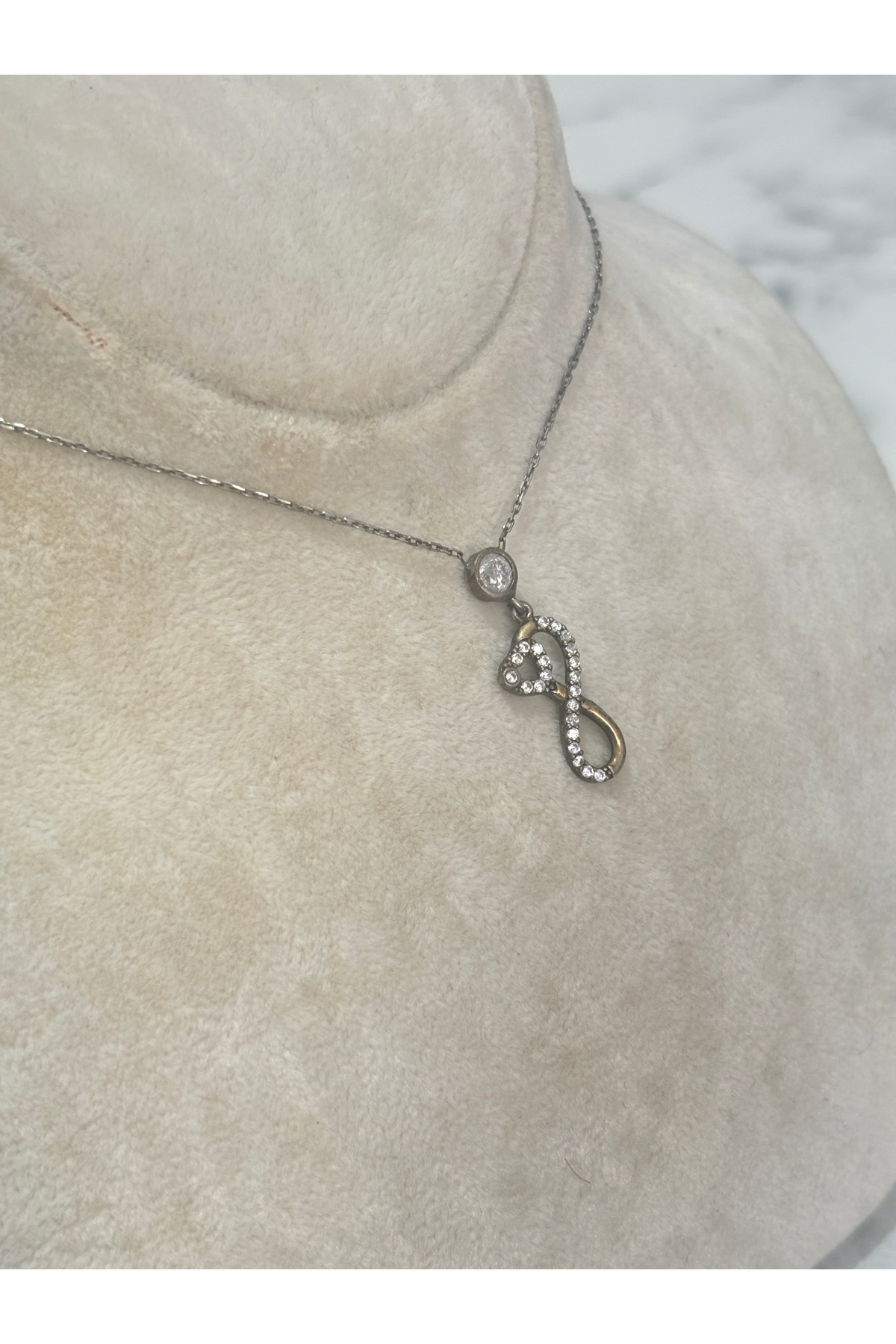 925 Ayar Gümüş  Taşlı Sonsuzluk Modeli Gümüş Kolye