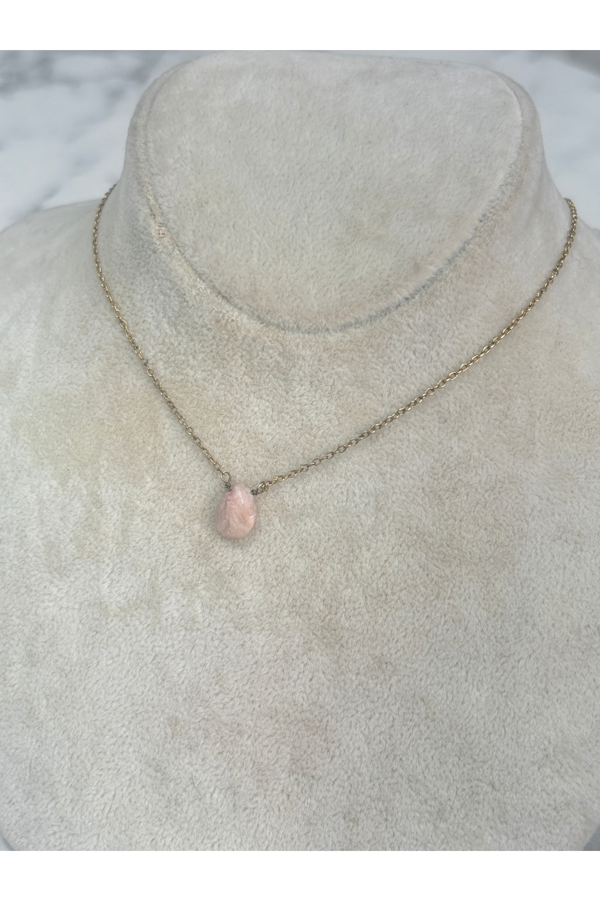 925 Ayar Gümüş Taşlı Pembe Modeli Gümüş Kolye