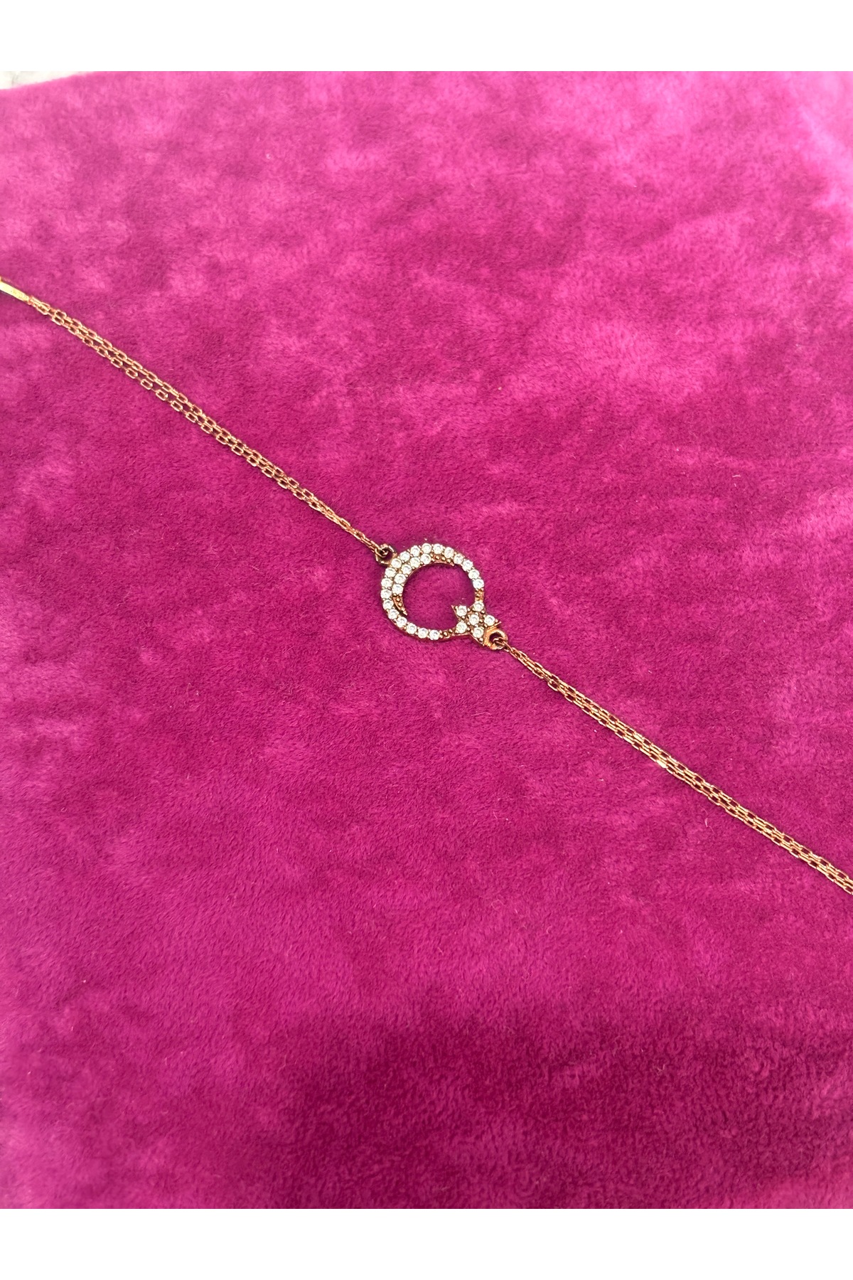 925 Ayar Gümüş Rose Gold Ay Yıldız Gümüş Bileklik Modeli