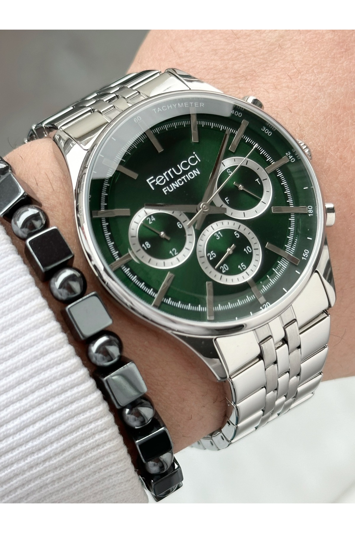 FERRUCCİ FUNCTION YEŞİL KADRANLI GÜMÜŞ METAL ERKEK