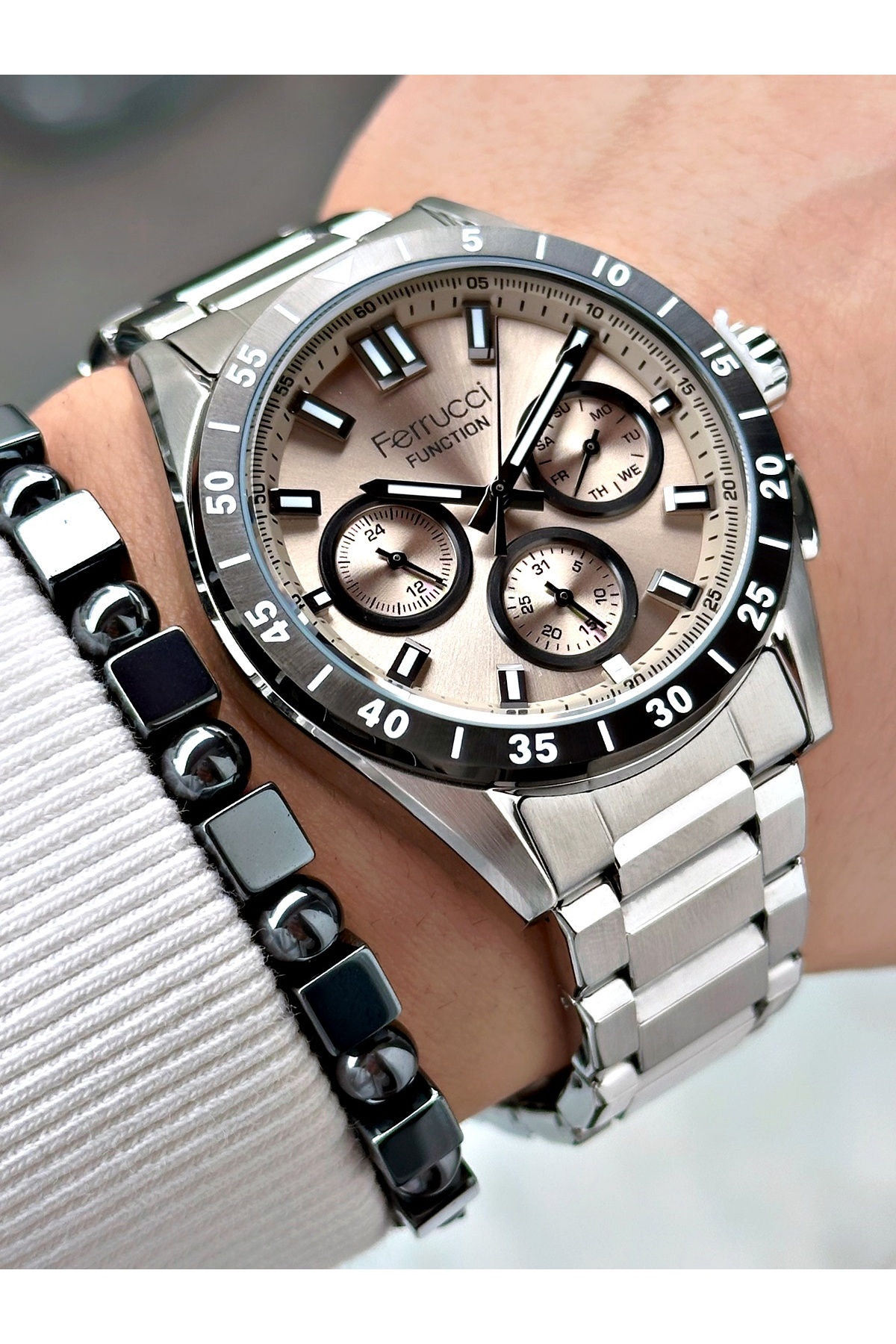 FERRUCCİ GRİ KADRANLI GÜMÜŞ METAL ERKEK
