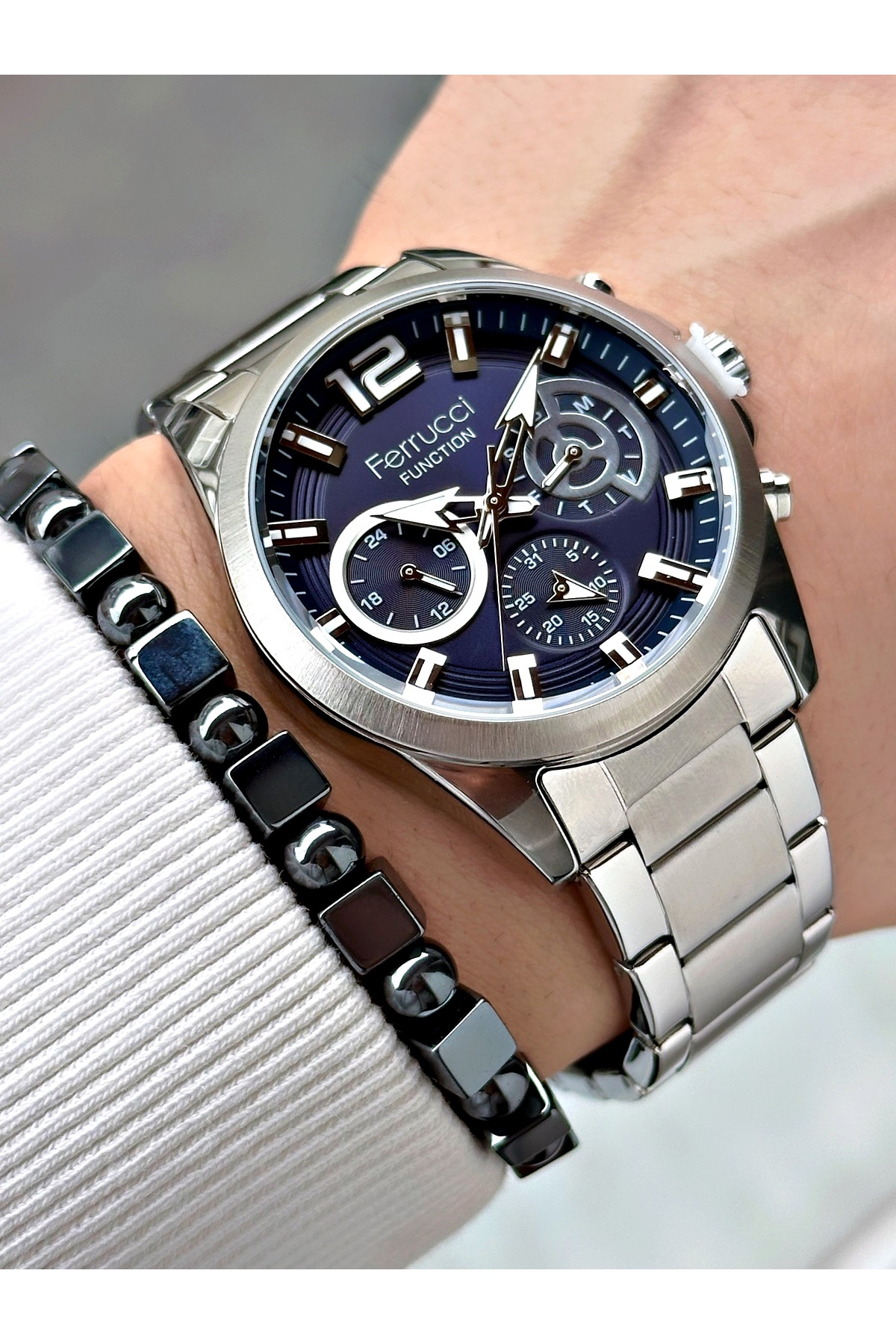 FERRUCCİ LACİVERT KADRANLI FUNCTION GÜMÜŞ METAL ERKEK