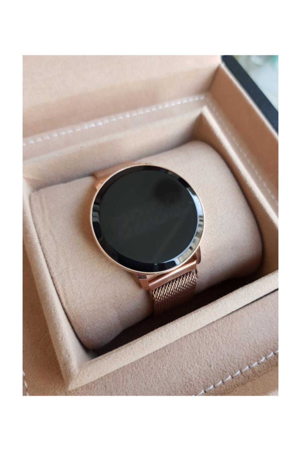 Rose Gold Hasır Mıknatıslı Kordon Dokunmatik Ekranlı Erkek Saati