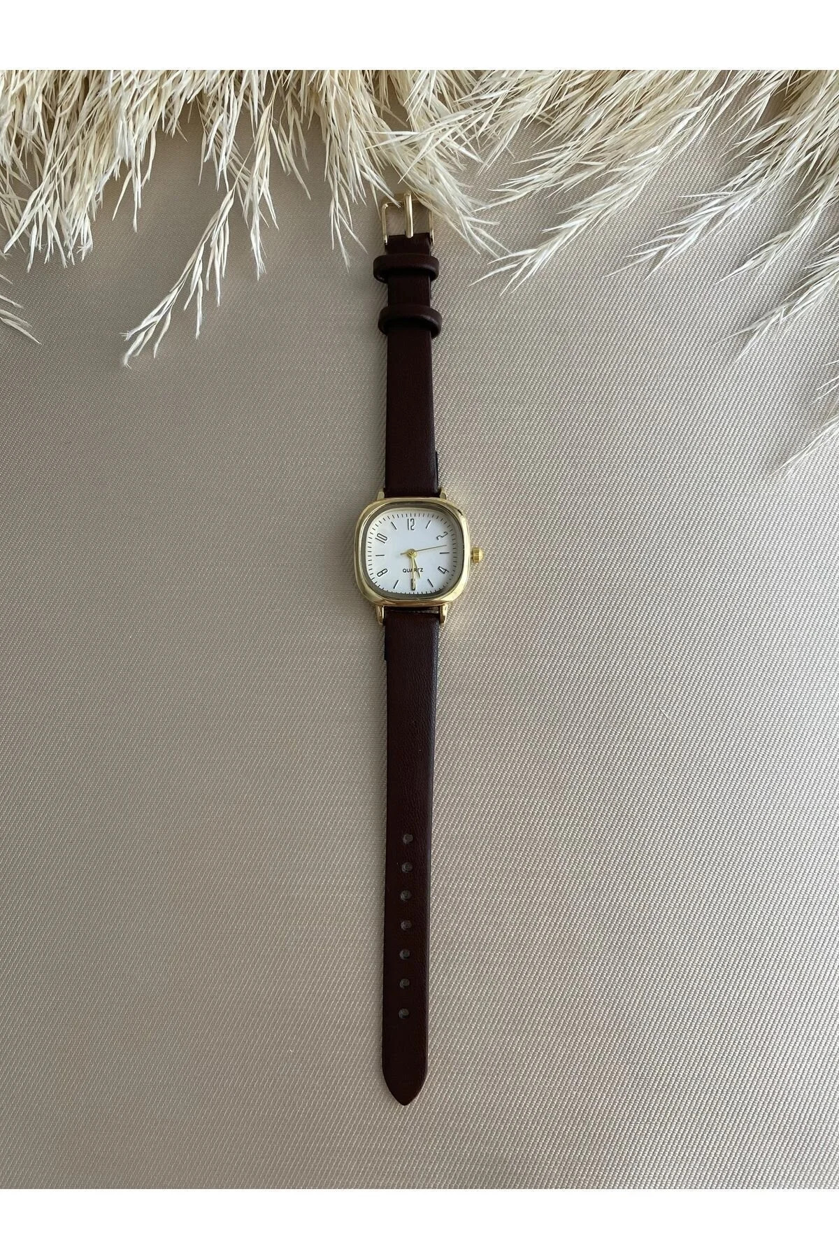 Retro Minimal Vintage Koyu Kahve Kordon Kadın Kol Saati bb0054