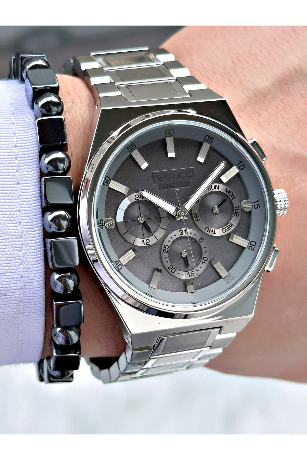 FERRUCCİ FUNCTION GRİ KADRAN GÜMÜŞ METAL ERKEK KOL SAATİ