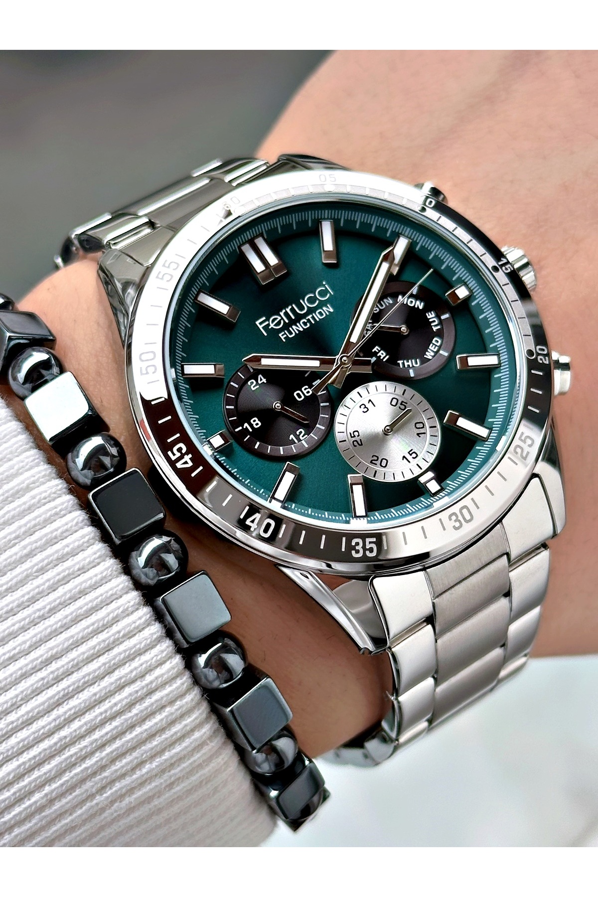 FERRUCCİ FUNCTION MAVİ KADRANLI GÜMÜŞ METAL ERKEK KOL SAATİ