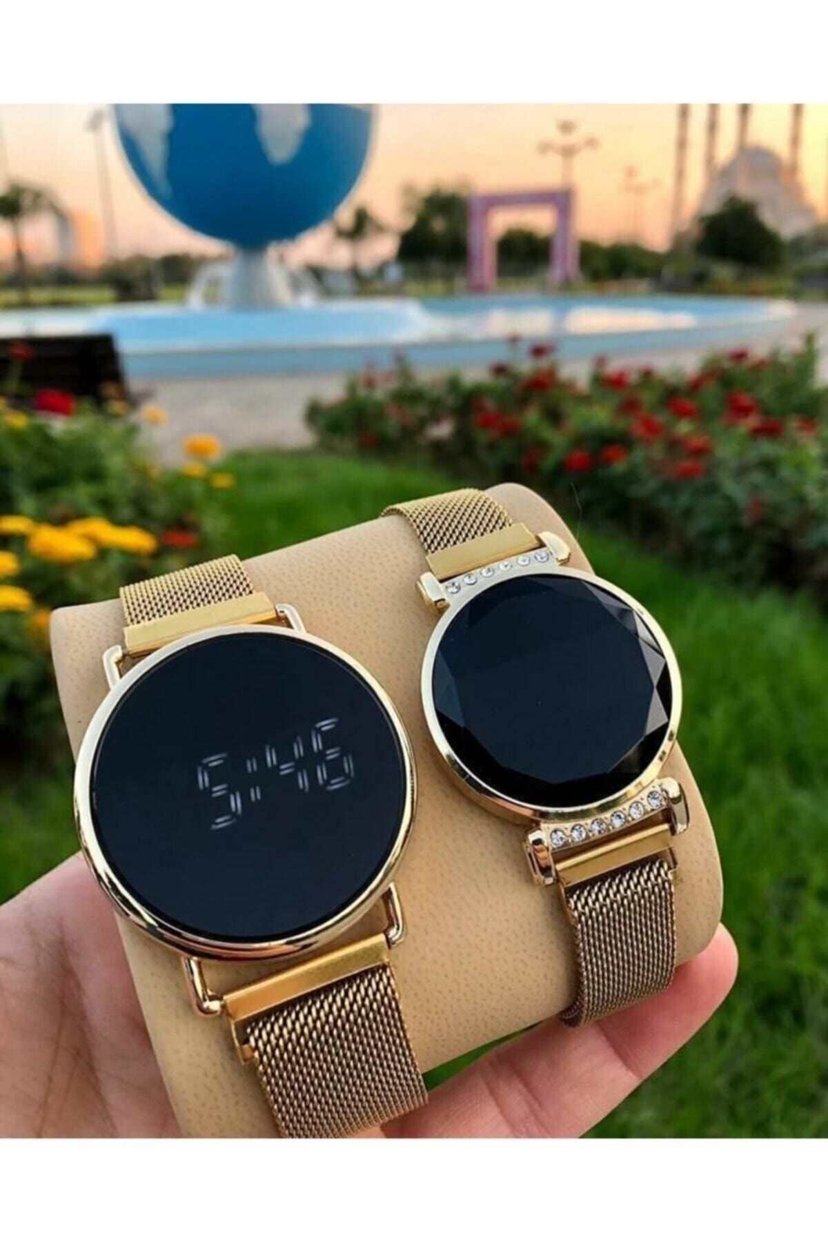 Led Çift Kol Saatleri Sevgili Saati Dokunmatik Ekranlı Saat