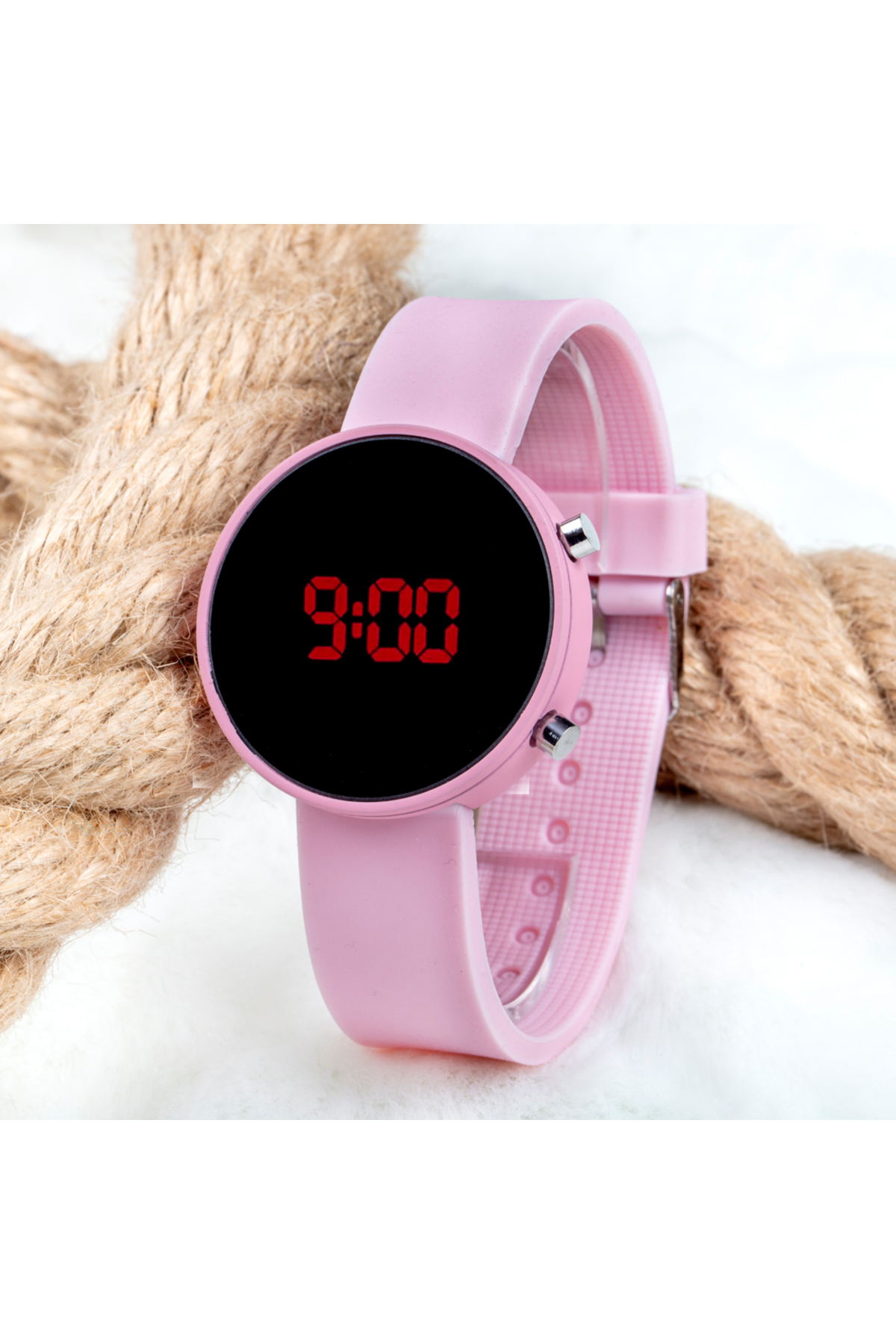 Toz Pembe Renk Led Watch Dijital Yetişkin Kız Çocuk Kol Silikon Saati ST-303479