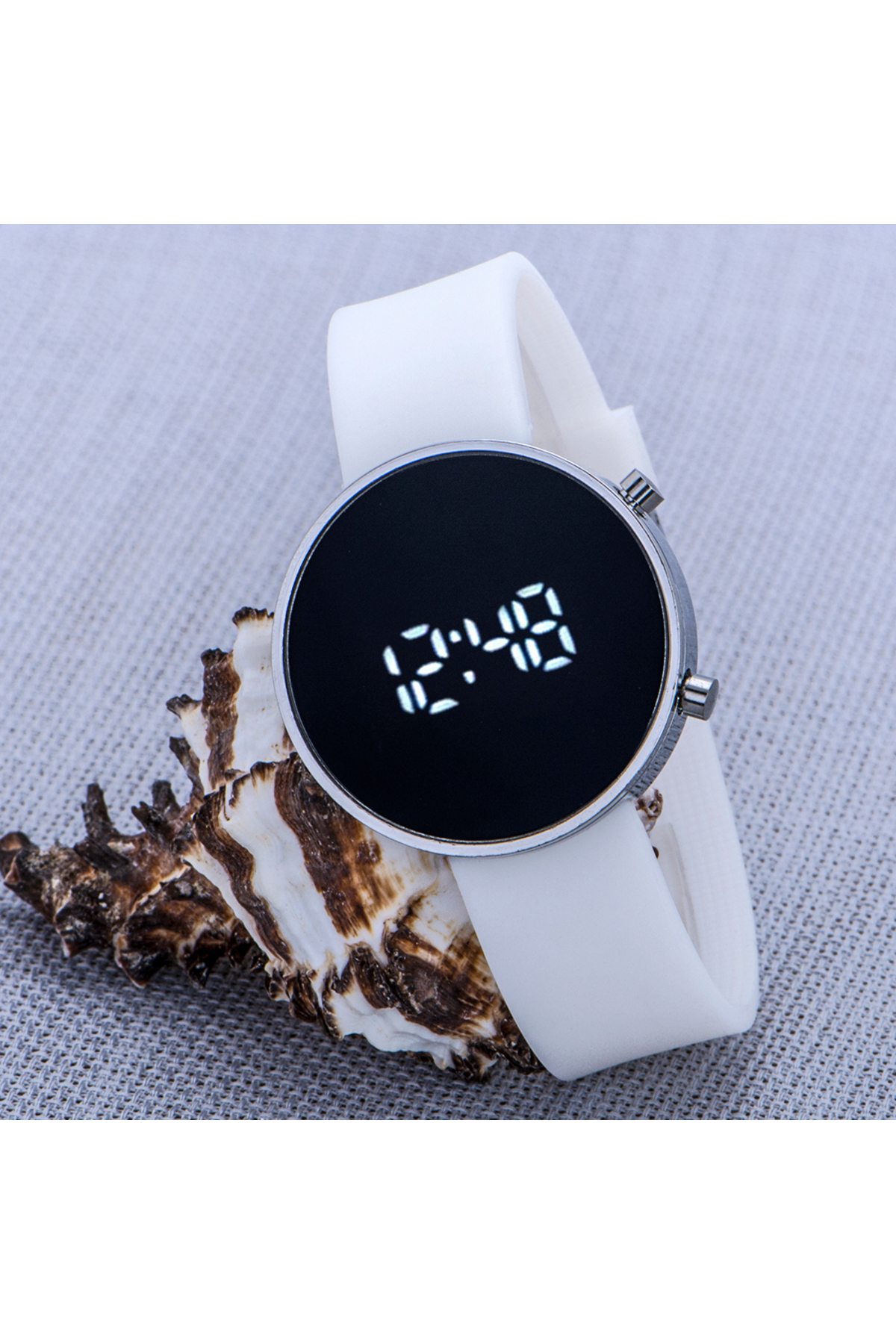 Gümüş Renk Kasa Dijital Led Ekran Silikon Kordon Unisex Kol Saati ST-303603