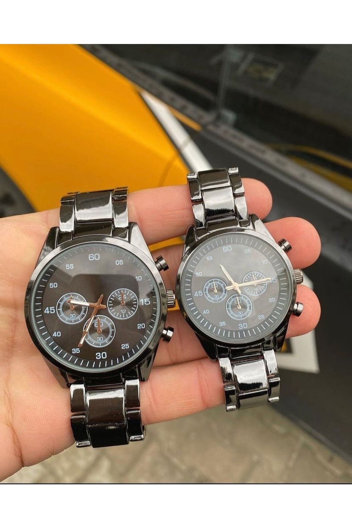 Çelik Kadın Erkek 1 Büyük 1 Küçük Çift Kol Saati