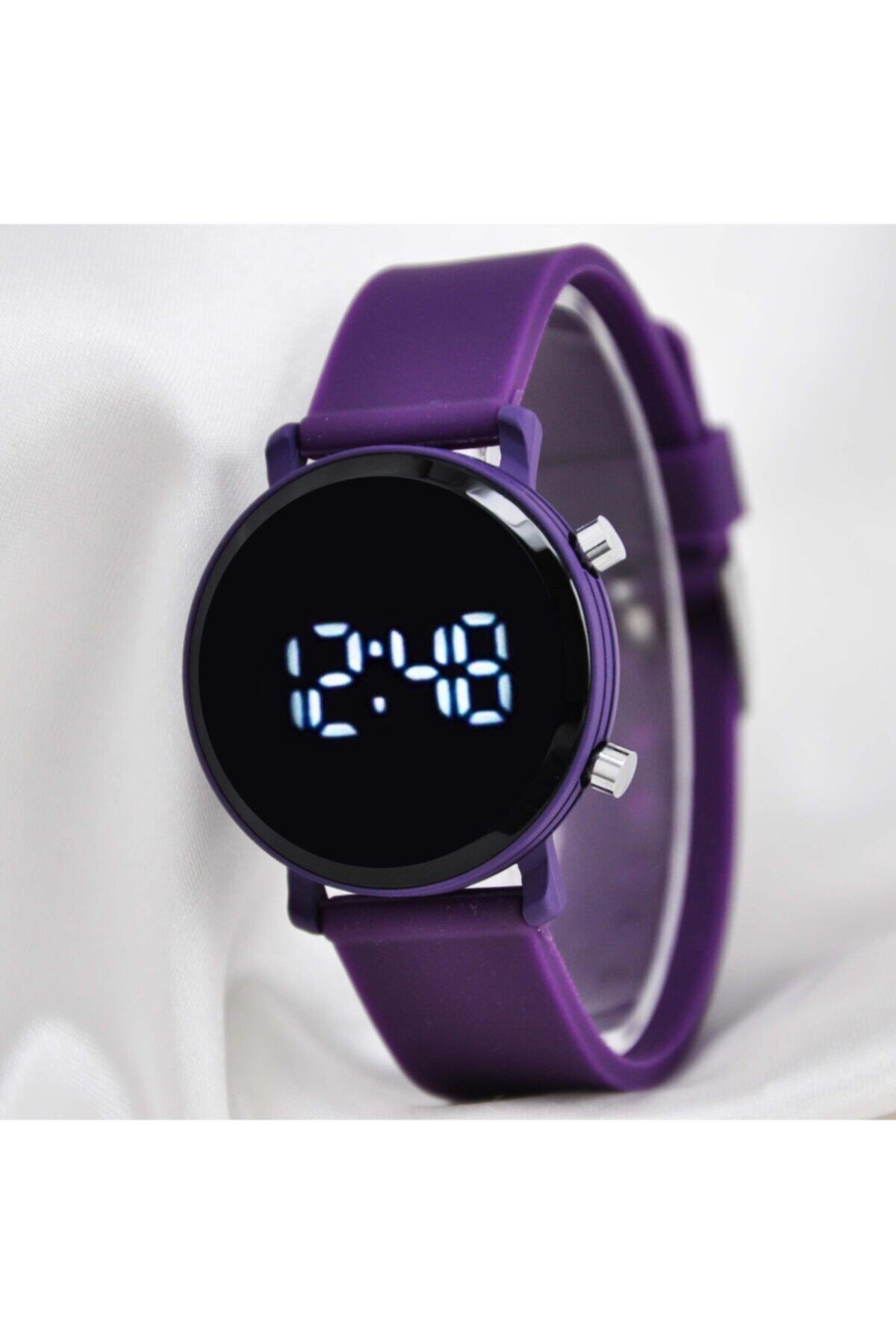 Mor Renk Silikon Kordonlu Muhteşem Tasarım Trend Led Kadın Genç Kız Kol Saati Su-101-002