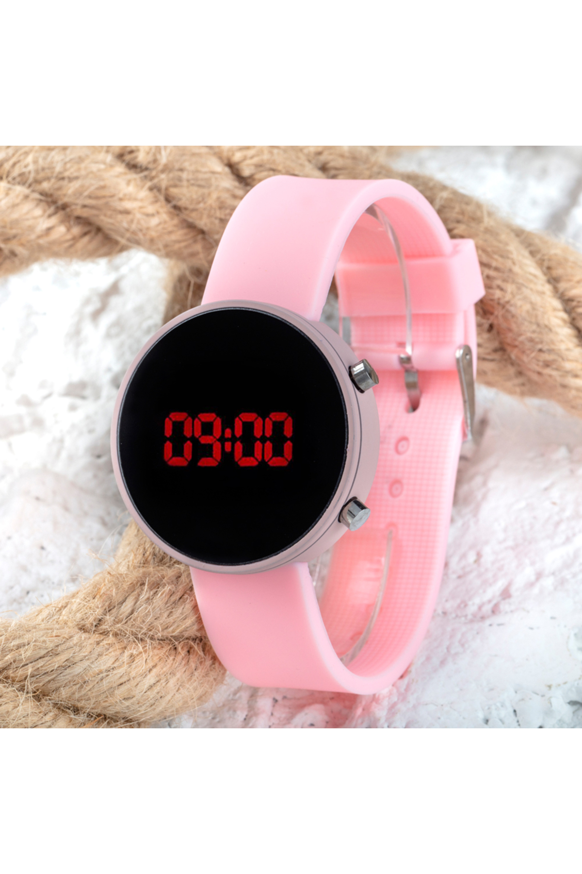 Led Watch Toz Pembe Renk Dijital Yetişkin Kız Çocuk Kol Silikon Saati ST-303499